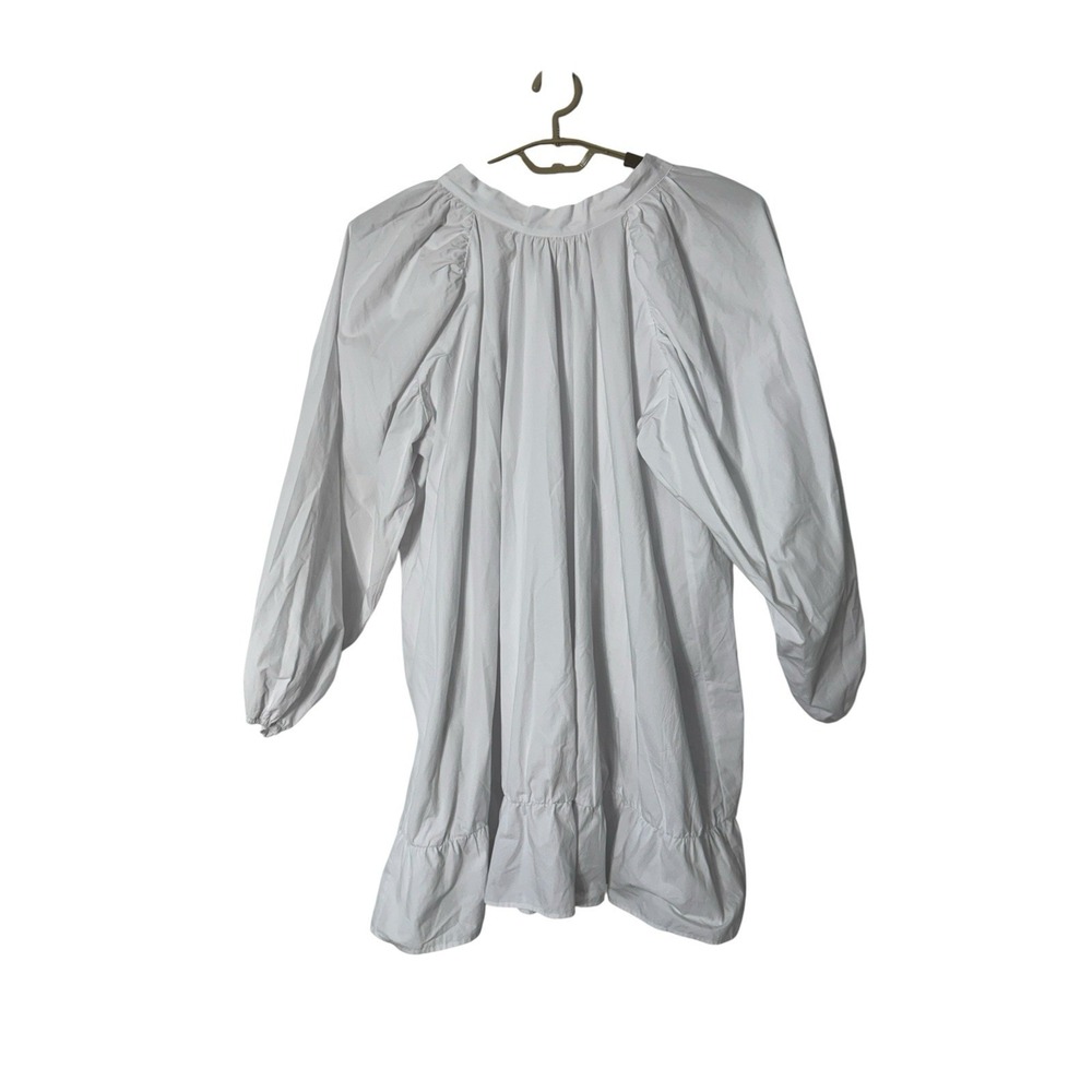 HØST & VÅR / Host & Var White Poplin Ruffle Hem Dress Organic Cotton M/L
